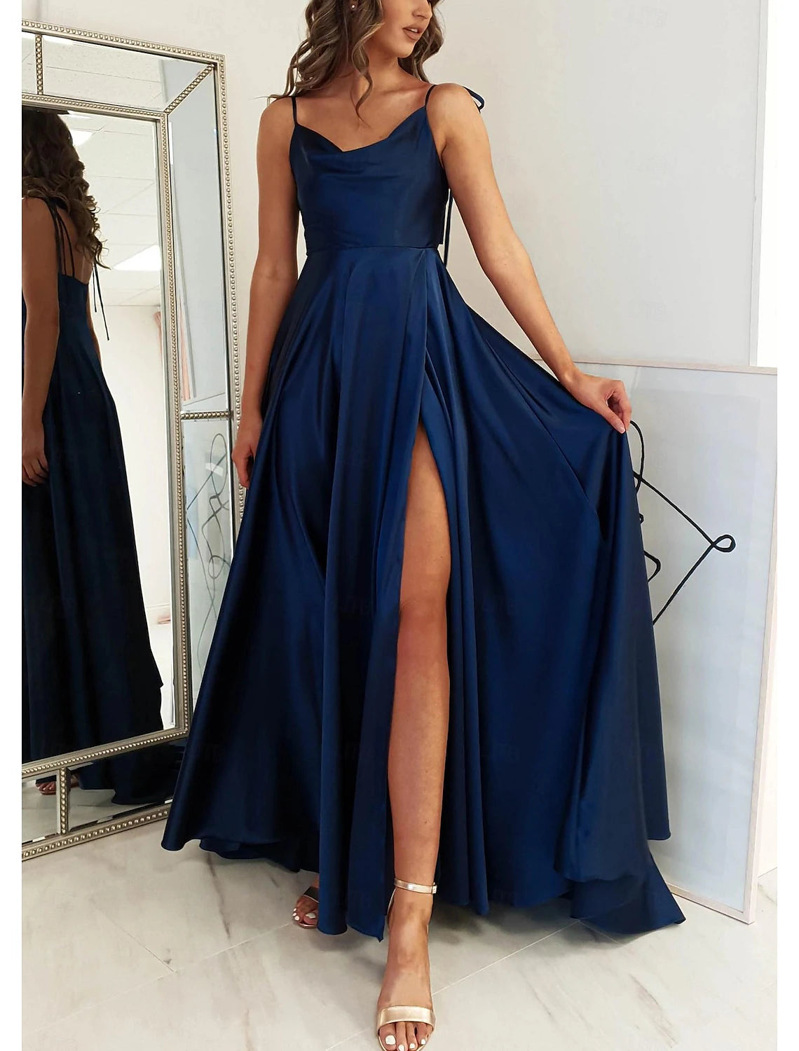 Act Fast A-Line Wedding Guest Dresses Elegant Dress Formal Prom Floor Length Sleeveless Spaghetti Strap Satin with Ruched Act Fast A-Line Wedding Guest Dresses Elegant Dress Formal Prom Floor Length Sleeveless Spaghetti Strap Satin with Ruched