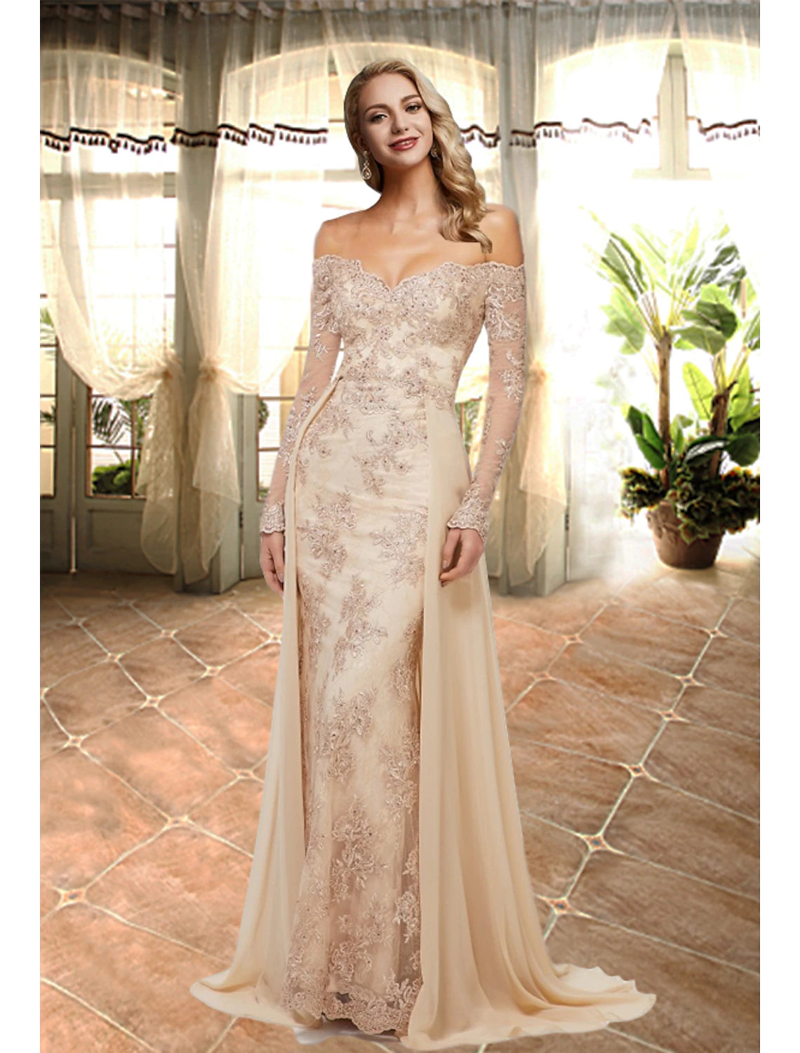 Seasonal Sale A-Line Appliques Prom Dress Long Off Shoulder Luxurious Elegant Engagement Formal Evening Gown Sweetheart Neckline Long Sleeve Sweep / Brush Train Lace with Overskirt Seasonal Sale A-Line Appliques Prom Dress Long Off Shoulder Luxurious Elegant Engagement Formal Evening Gown Sweetheart Neckline Long Sleeve Sweep / Brush Train Lace with Overskirt