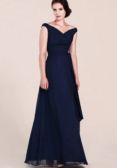 Savings Spectacular Off-shoulder A-line Chiffon Gown With V-back