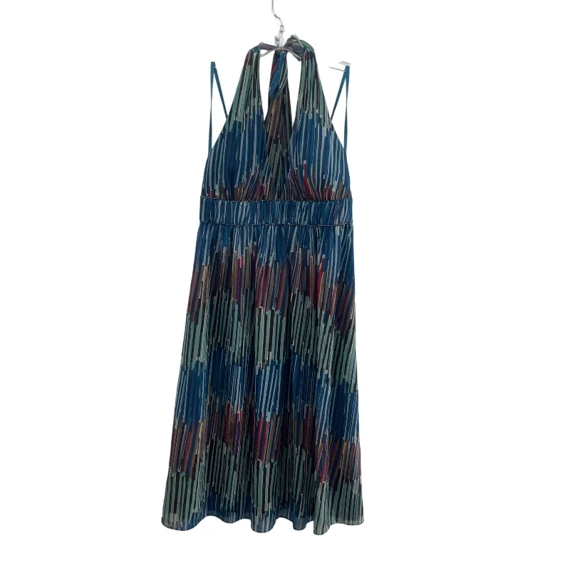Bonus Savings Max and Cleo Womens Abstract Halter Blue Green Midi A-Line Dress Size 6 Preowned