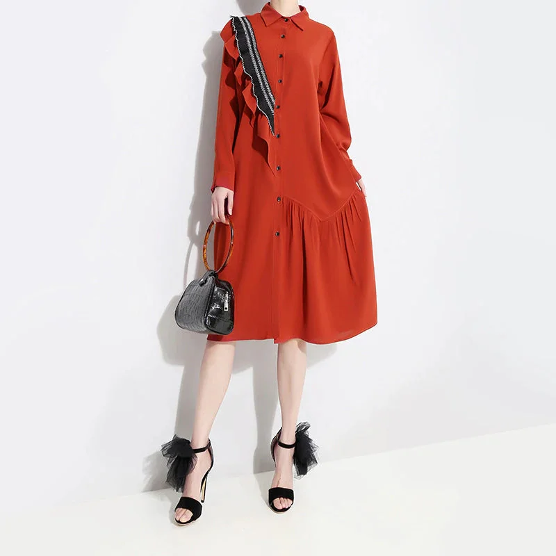 Huge Discounts Women's Spring/Summer Long-Sleeved Dress With Ruffles
