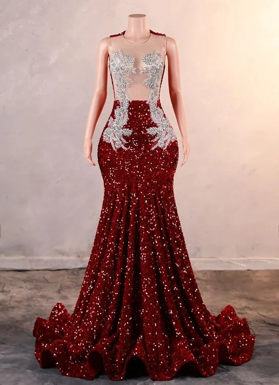 Deal Dash Mermaid / Trumpet Evening Gown Court Train Sleeveless Jewel Neck Fall Wedding Reception Sequined with Crystals Sequin Deal Dash Mermaid / Trumpet Evening Gown Court Train Sleeveless Jewel Neck Fall Wedding Reception Sequined with Crystals Sequin