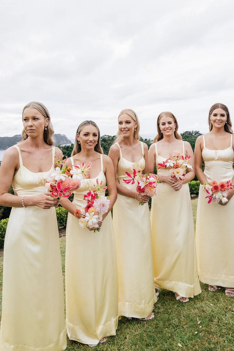 Customer Appreciation Sale Sheath Spaghetti Straps Cutout Long Bridesmaid Dresses