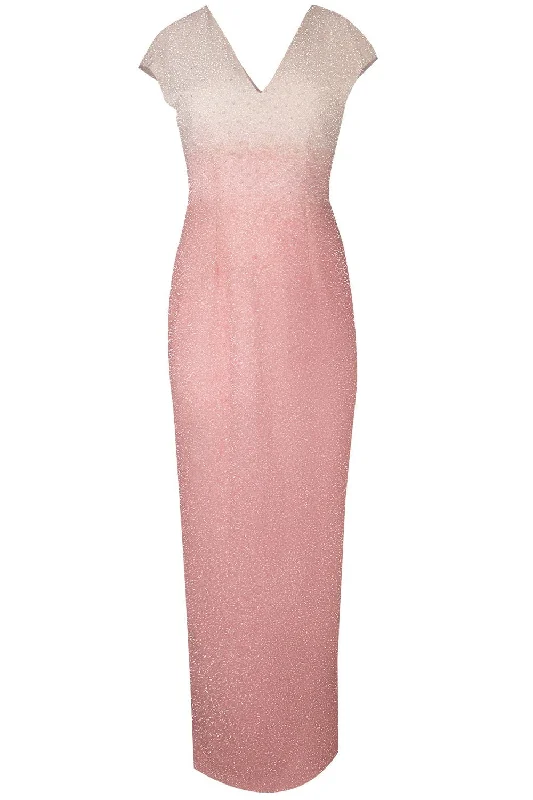 Blowout Sale Signature Sequin V-Neck Gown - Blush