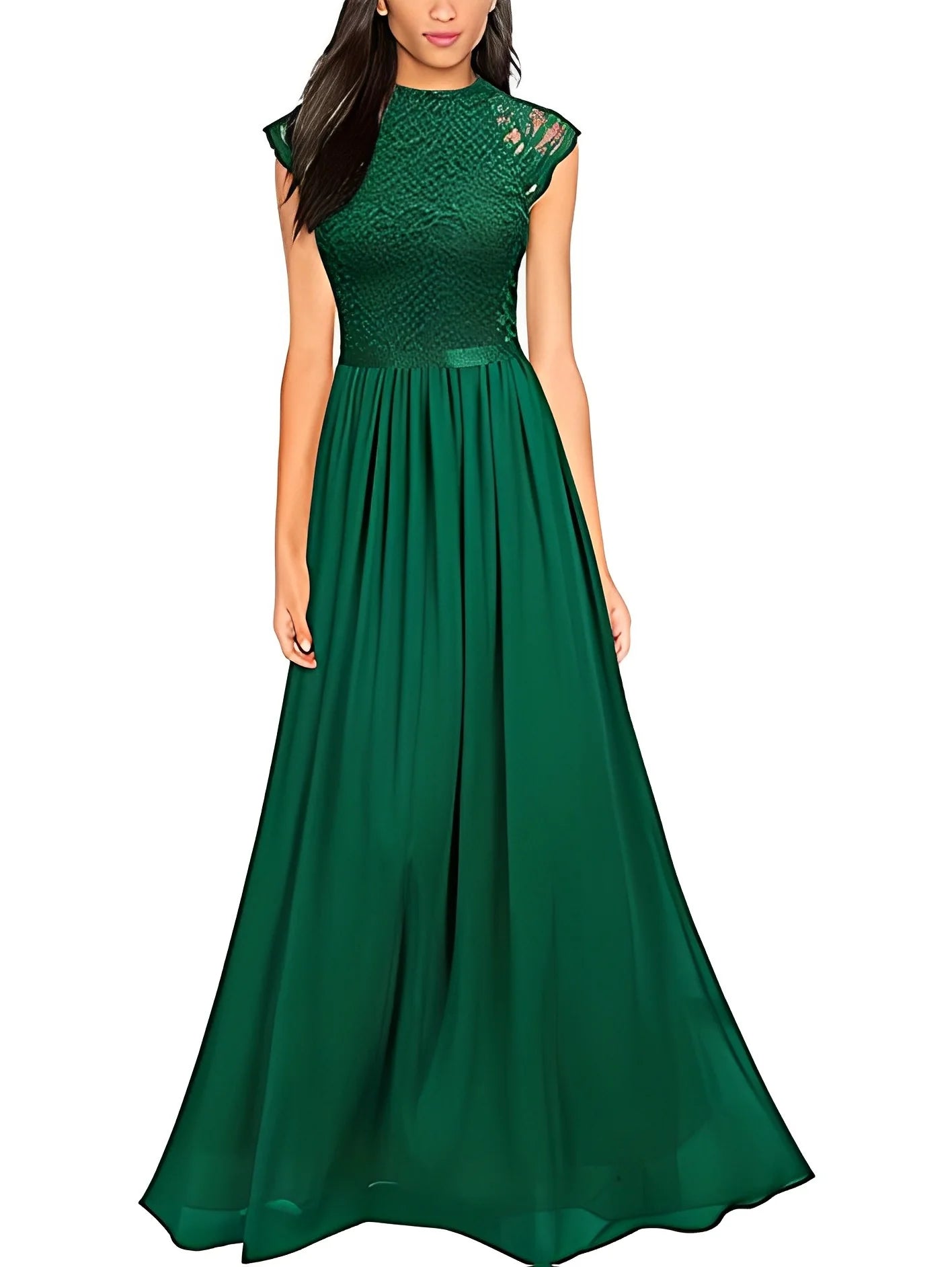 Amazing Deals A Line Jewel Neck Sleeveless Floor-Length Bridesmaid Dresses with Lace