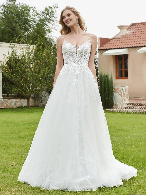 Today's Special Thin shoulder strap V-neck backless bridal gown