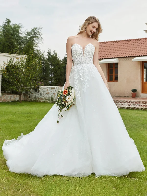Hurry In Strapless deep V-neck lace tight corset bridal gown