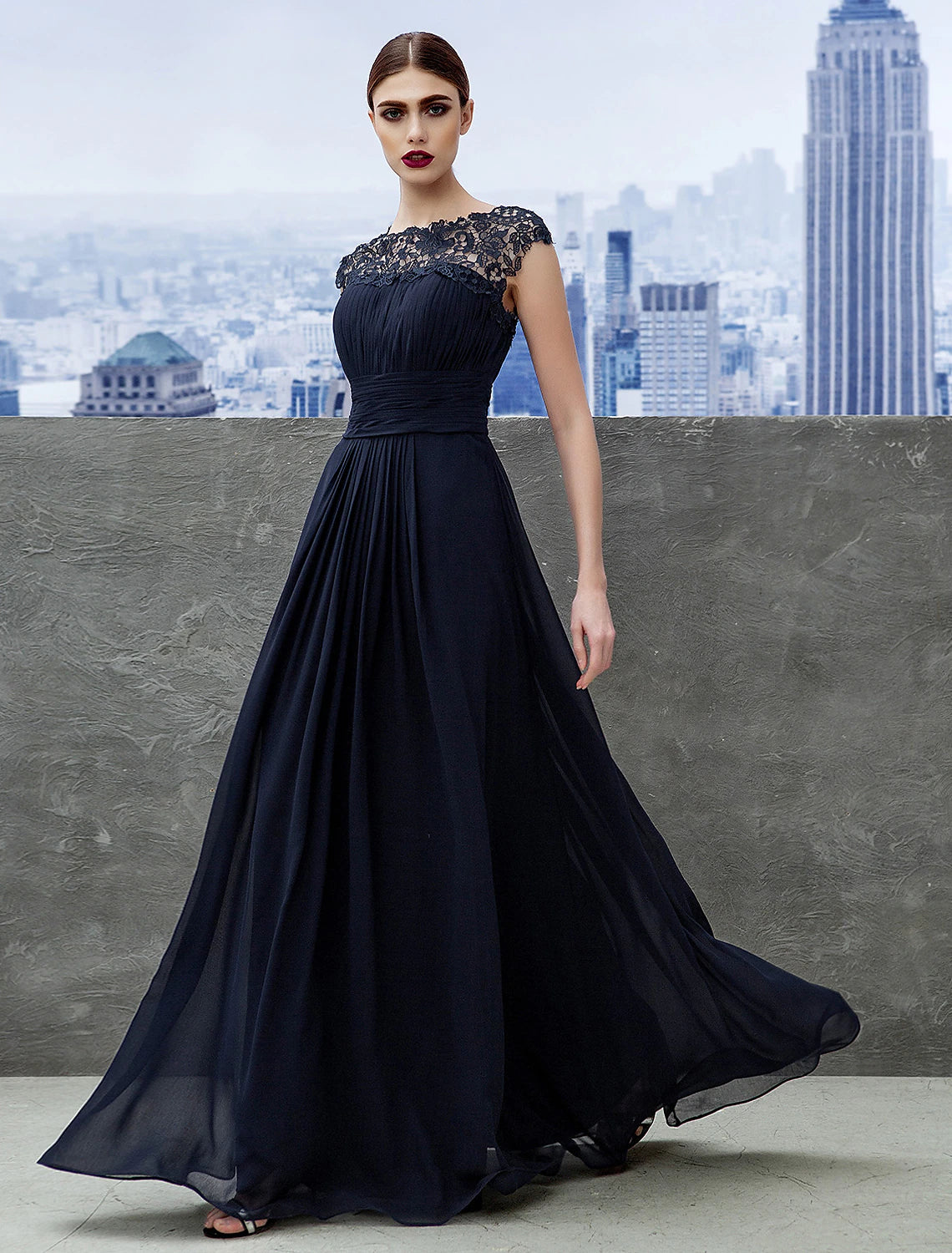 Take Advantage A-Line Evening Gown Empire Dress Wedding Guest Formal Evening Floor Length Short Sleeve Boat Neck Bridesmaid Dress Chiffon with Ruched Lace Insert Take Advantage A-Line Evening Gown Empire Dress Wedding Guest Formal Evening Floor Length Short Sleeve Boat Neck Bridesmaid Dress Chiffon with Ruched Lace Insert