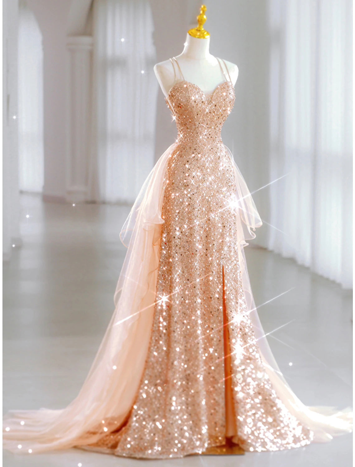 Unbeatable Prices A-Line Prom Dresses Sparkle & Shine Dress Wedding Guest Sweet 16 Floor Length Sleeveless Sweetheart Tulle with Sequin
