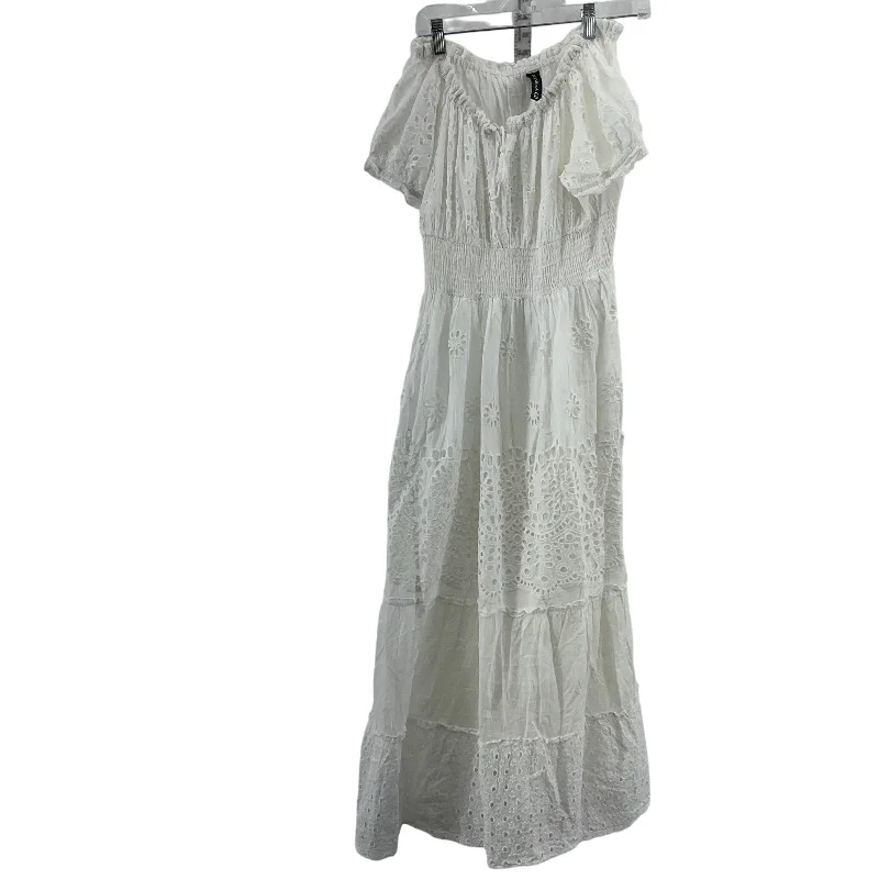 Final Sale Me2Magic White Eyelet Layered Maxi Dress L Women's Preowned