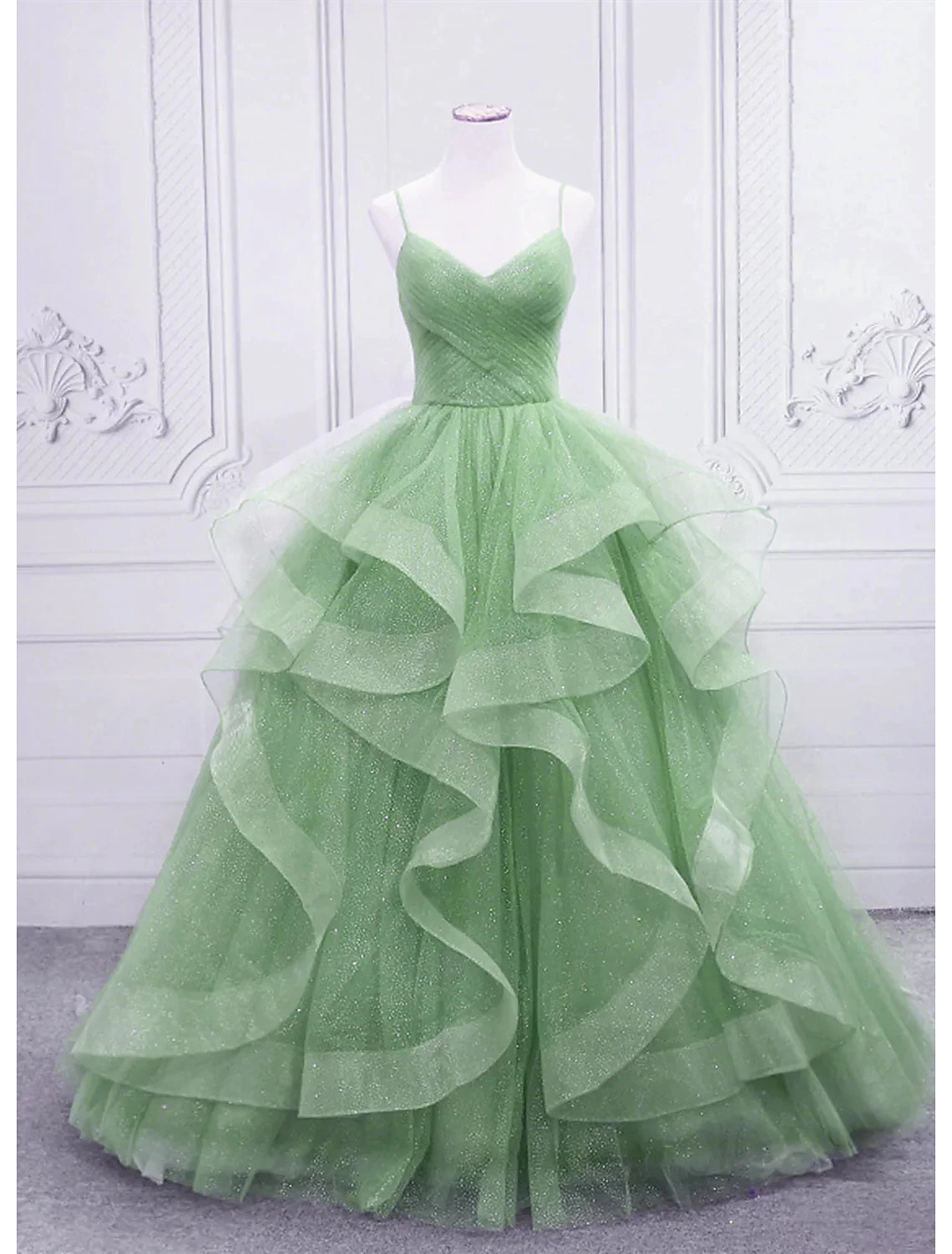 Best Seller Ball Gown Prom Dresses Glittering Dress Formal Wedding Guest Floor Length Sleeveless V Neck Tulle with Glitter Ruffles Best Seller Ball Gown Prom Dresses Glittering Dress Formal Wedding Guest Floor Length Sleeveless V Neck Tulle with Glitter Ruffles