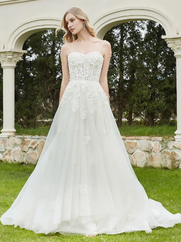 Daily Specials Tie horizontal/brush trailing A-line wedding dress