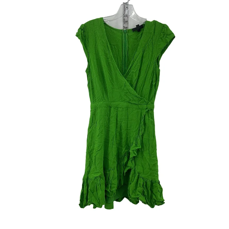 Special Buy J.Crew Green Faux Wrap Ruffle Dress Knee Length Women's Size 0 Preowned