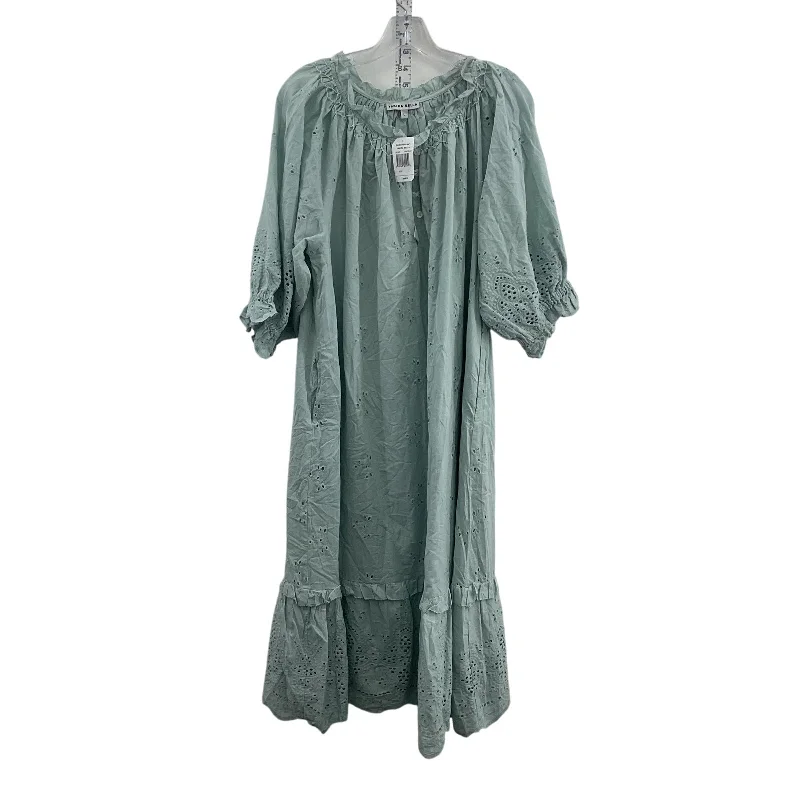 Price Meltdown Yakira Bella Blue Women's Eyelet Lace Ruffled Cotton Shift Dress Long L NWT Price Meltdown Yakira Bella Blue Women's Eyelet Lace Ruffled Cotton Shift Dress Long L NWT