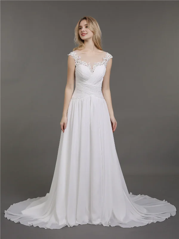 Savings Alert Chiffon lace applique bridal dress