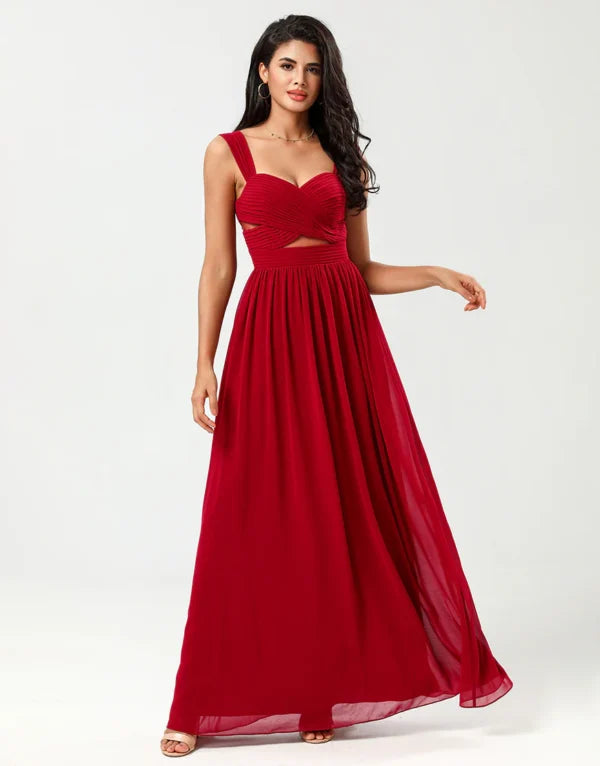 Savings Galore A Line Sweetheart Burgundy Long with Keyhole Bridesmaid Dress
