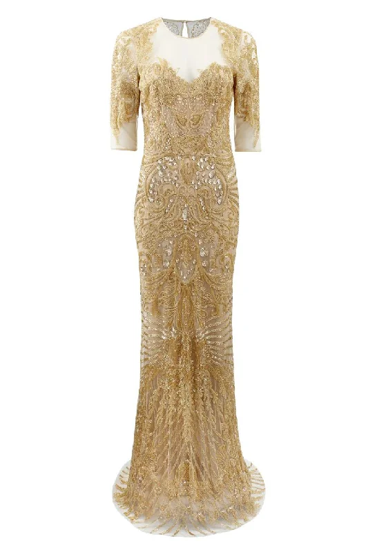 Fantastic Deals Illusion Neckline Embroidered Gown