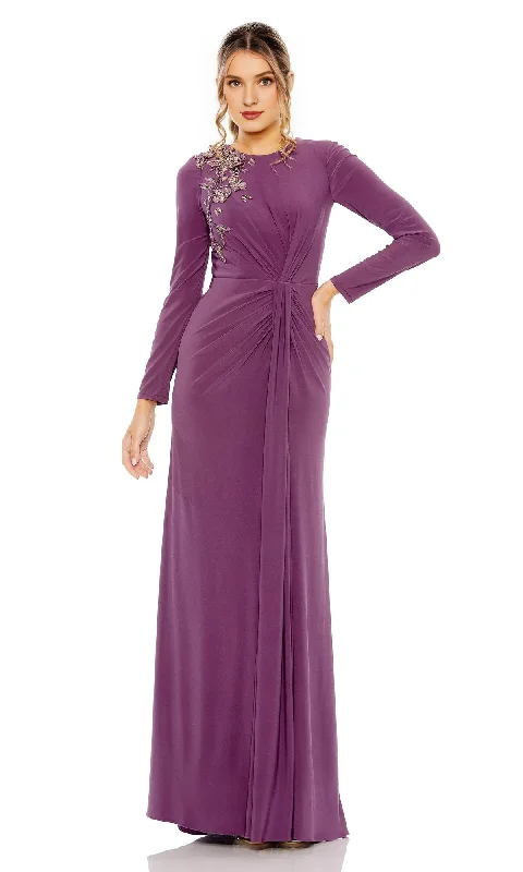 Mega Sale Fitted formal floral embroidery long sleeved and floor length Prom dress