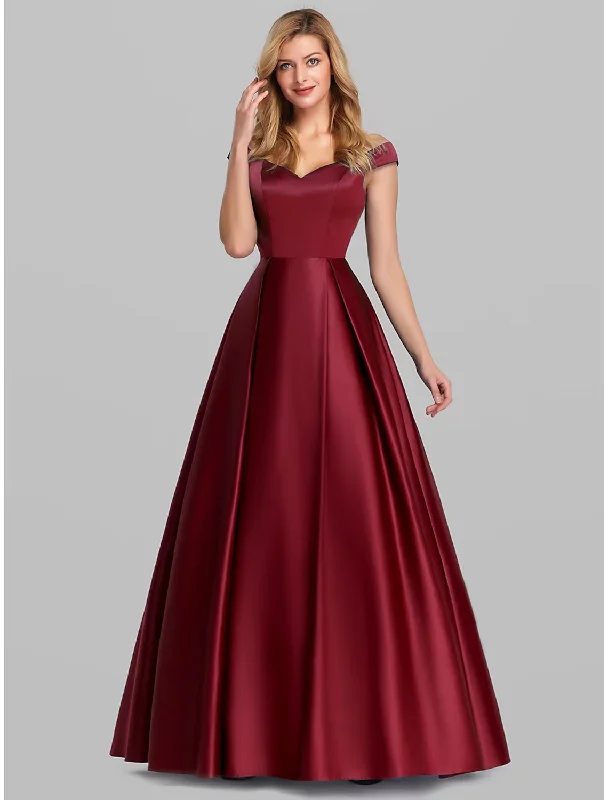 Deal Alert Ball Gown Elegant Quinceanera Prom Birthday Dress Off Shoulder Short Sleeve Floor Length Satin with Pleats Deal Alert Ball Gown Elegant Quinceanera Prom Birthday Dress Off Shoulder Short Sleeve Floor Length Satin with Pleats
