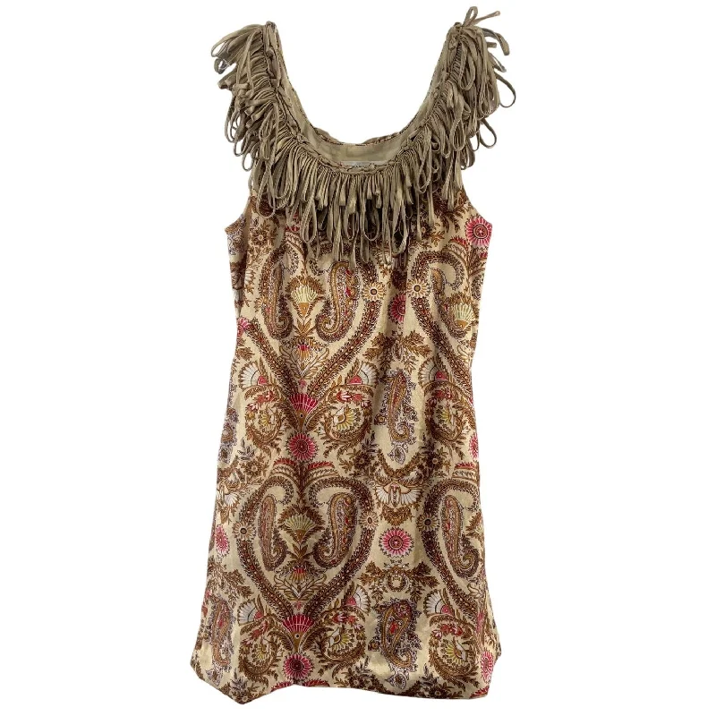Big Discounts Marconi Gold Velvet Paisley Fringe Neck A-Line Dress Polyester Womens S Preowned Big Discounts Marconi Gold Velvet Paisley Fringe Neck A-Line Dress Polyester Womens S Preowned