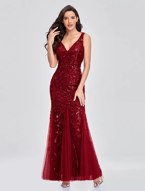 Take Advantage Empire Elegant Party Wear Formal Evening Valentine's Day Dress V Neck V Back Sleeveless Floor Length Tulle with Embroidery Take Advantage Empire Elegant Party Wear Formal Evening Valentine's Day Dress V Neck V Back Sleeveless Floor Length Tulle with Embroidery