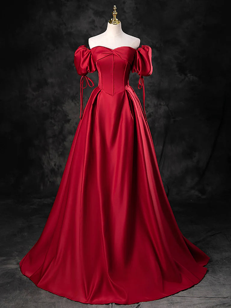Crazy Savings A-Line Sweetheart Neck Burgundy Long Prom Dress Formal Dress