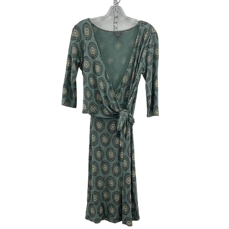 Stock Clearance Ann Taylor Women's Baroque LS Silk Wrap Dress Green/Gray Size 6 Long Preowned