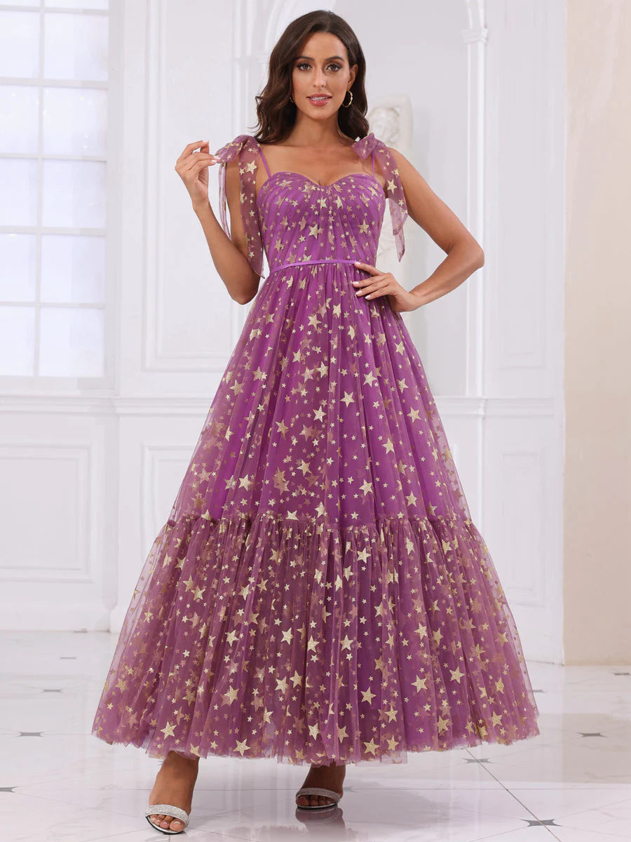 Price Smash A-Line/Princess Spaghetti Straps Long Prom Dresses With Ruffles