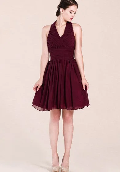 Fantastic Offers Halter A-line Short Chiffon Dress With Pleats