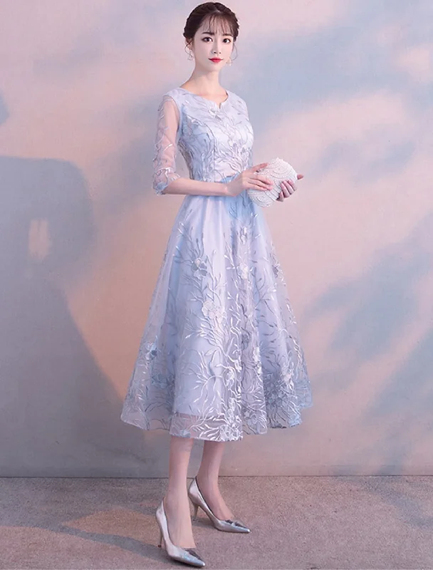 Best Bargains A-Line Elegant Cocktail Party Prom Dress Length Sleeve Length Lace with Lace Appliques