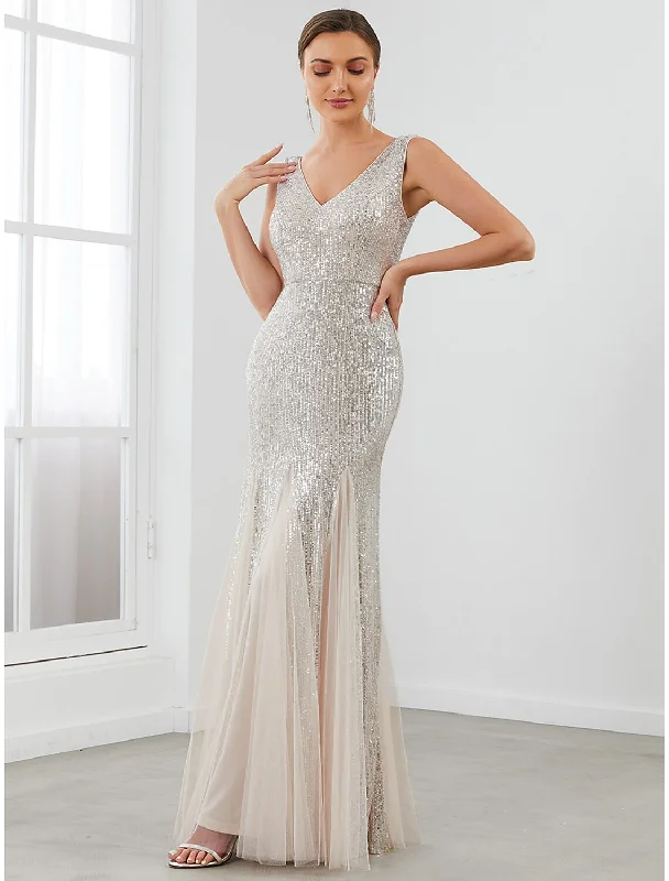 Today’s Deal Mermaid / Trumpet Evening Gown Sparkle & Shine Dress Formal Evening Floor Length Sleeveless V Neck Sequined V Back with Sequin Pure Color Today’s Deal Mermaid / Trumpet Evening Gown Sparkle & Shine Dress Formal Evening Floor Length Sleeveless V Neck Sequined V Back with Sequin Pure Color