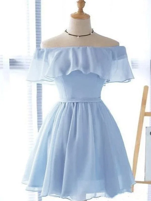 Best Bargains A-Line/Princess Chiffon Ruffles Off-the-Shoulder Sleeveless Short/Mini Homecoming Dresses Best Bargains A-Line/Princess Chiffon Ruffles Off-the-Shoulder Sleeveless Short/Mini Homecoming Dresses