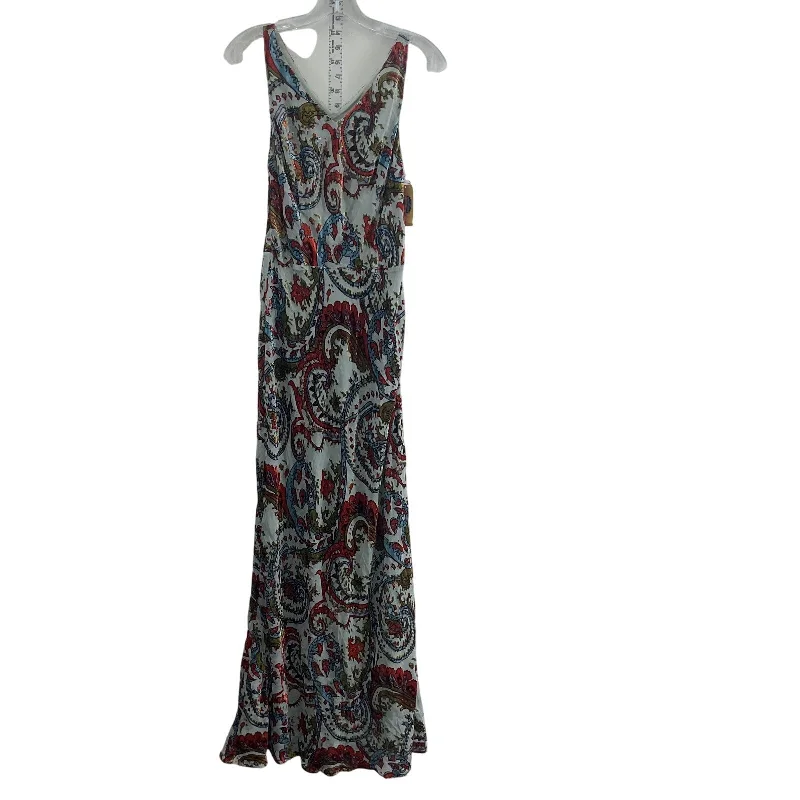 Super Deal 2Oh Threads Blue & Red Women's Velvet Burnout A-Line Long Dress, S New With Tags