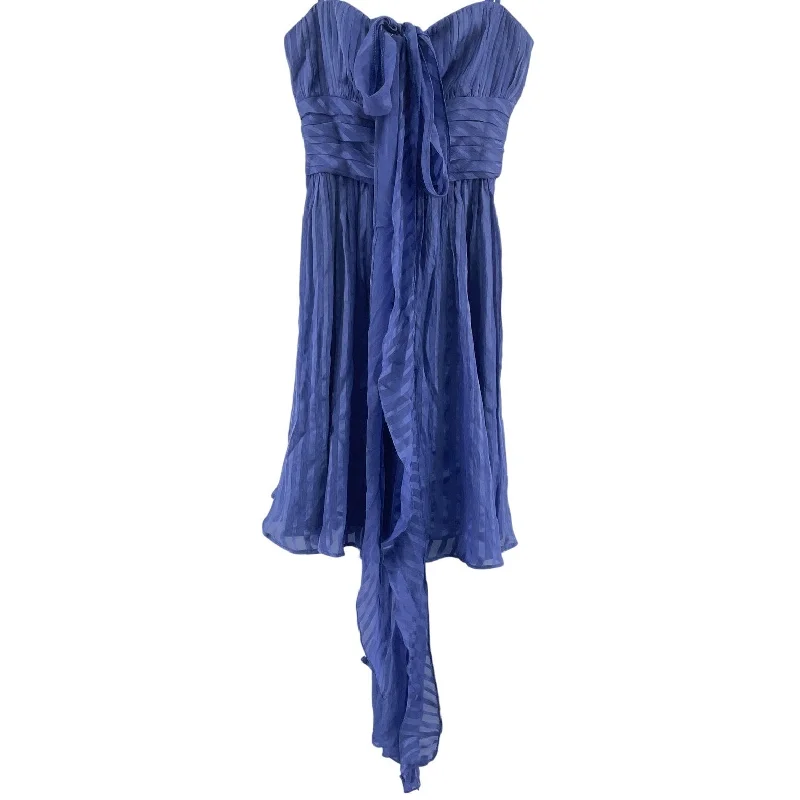 Limited Time BCBGMAXAZRIA Blue Striped Strapless Ties Silk Fit & Flare Dress Women 2 Preowned Limited Time BCBGMAXAZRIA Blue Striped Strapless Ties Silk Fit & Flare Dress Women 2 Preowned