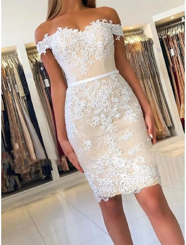 Customer Appreciation Sale Sheath / Column Homecoming Dresses Floral Dress Holiday Cocktail Party Short / Mini Sleeveless Off Shoulder Lace with Appliques Customer Appreciation Sale Sheath / Column Homecoming Dresses Floral Dress Holiday Cocktail Party Short / Mini Sleeveless Off Shoulder Lace with Appliques