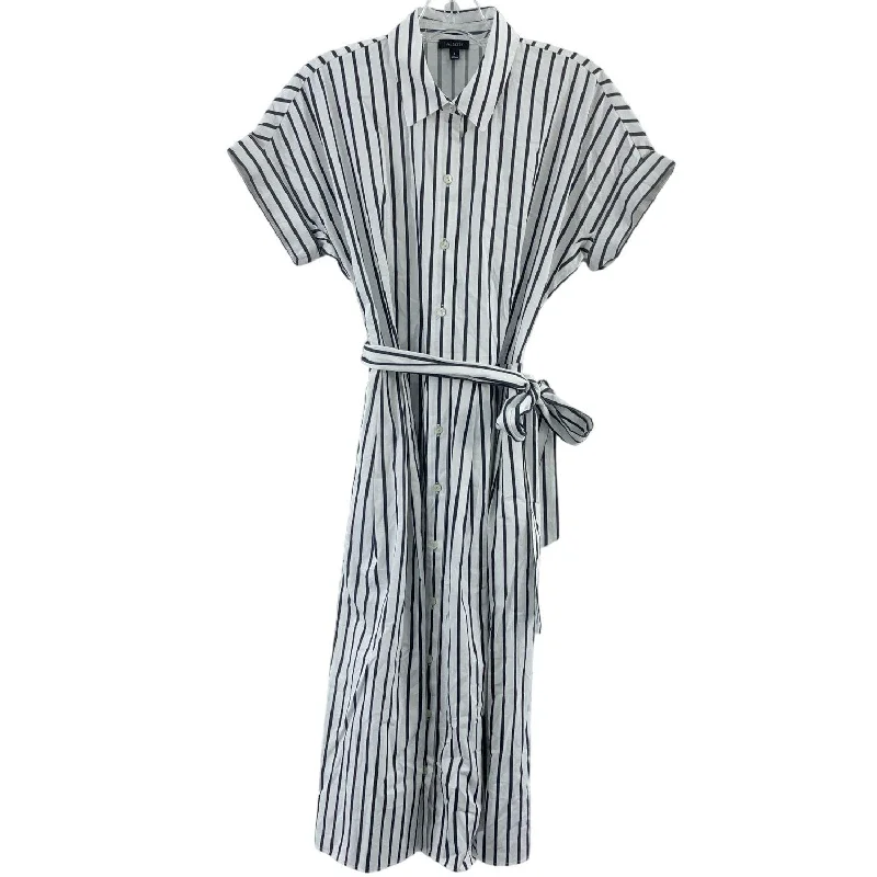 Epic Deals Talbots White Blue Pinstripe Belted Midi Shirt Dress Cotton Women’s 2 Preowned Epic Deals Talbots White Blue Pinstripe Belted Midi Shirt Dress Cotton Women’s 2 Preowned