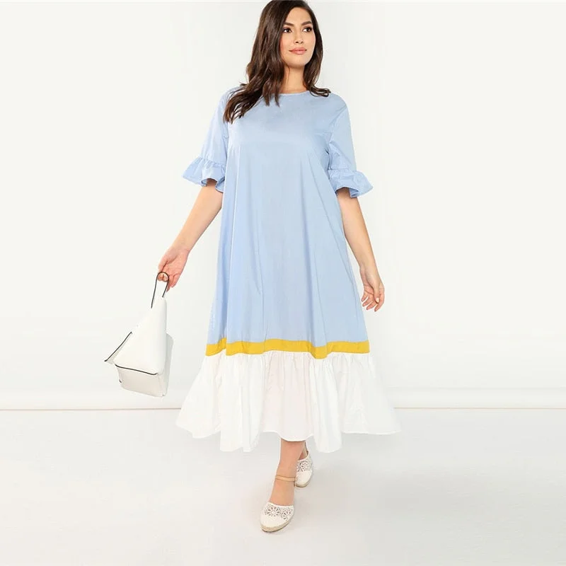 Referral Discount Women's Summer Ruffle Short Sleeve Dress | Plus Size