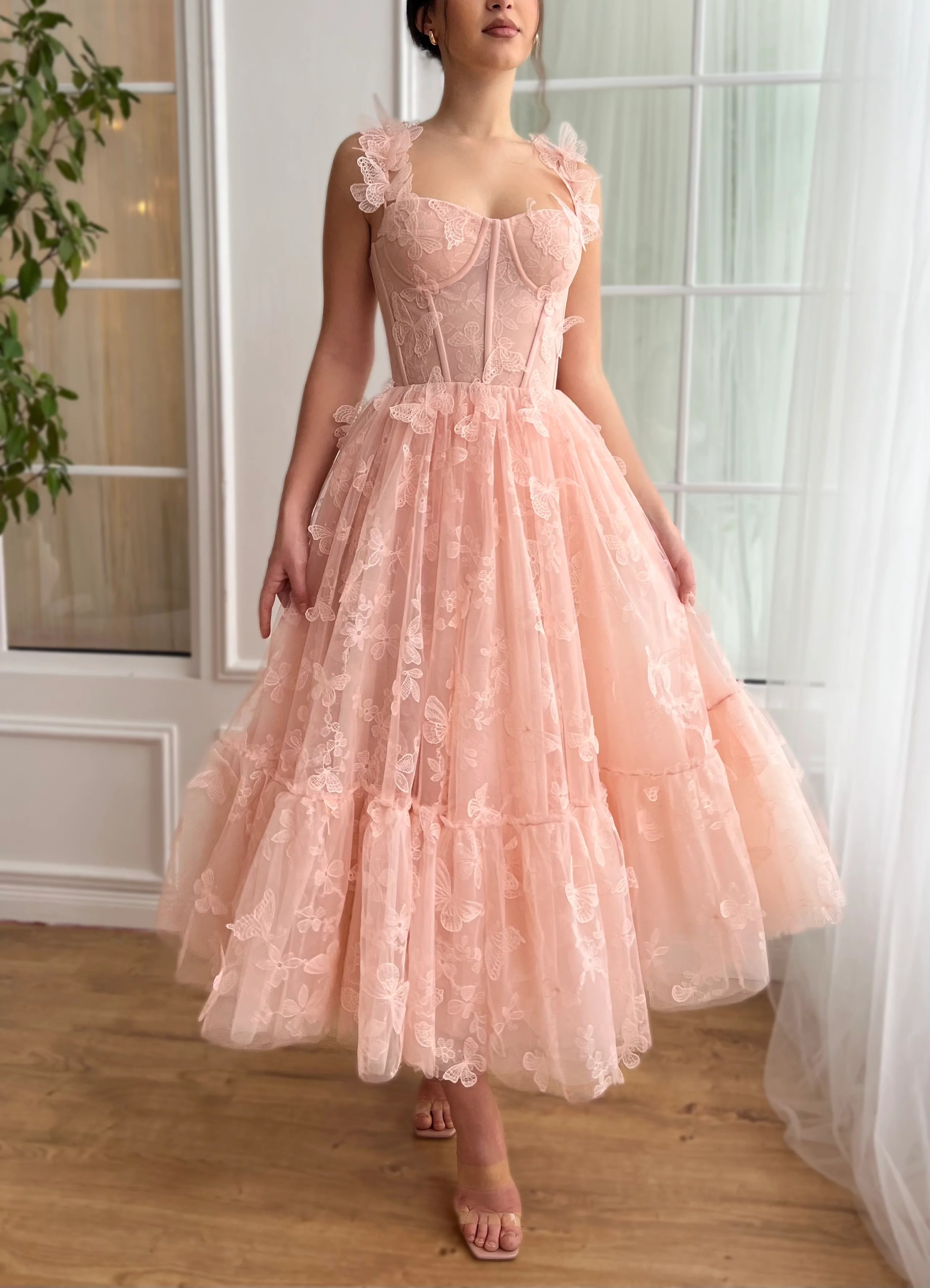 Bargain Prices 3D Butterfly Gown Rosette Corset Dress Cute A-Line Prom Dress