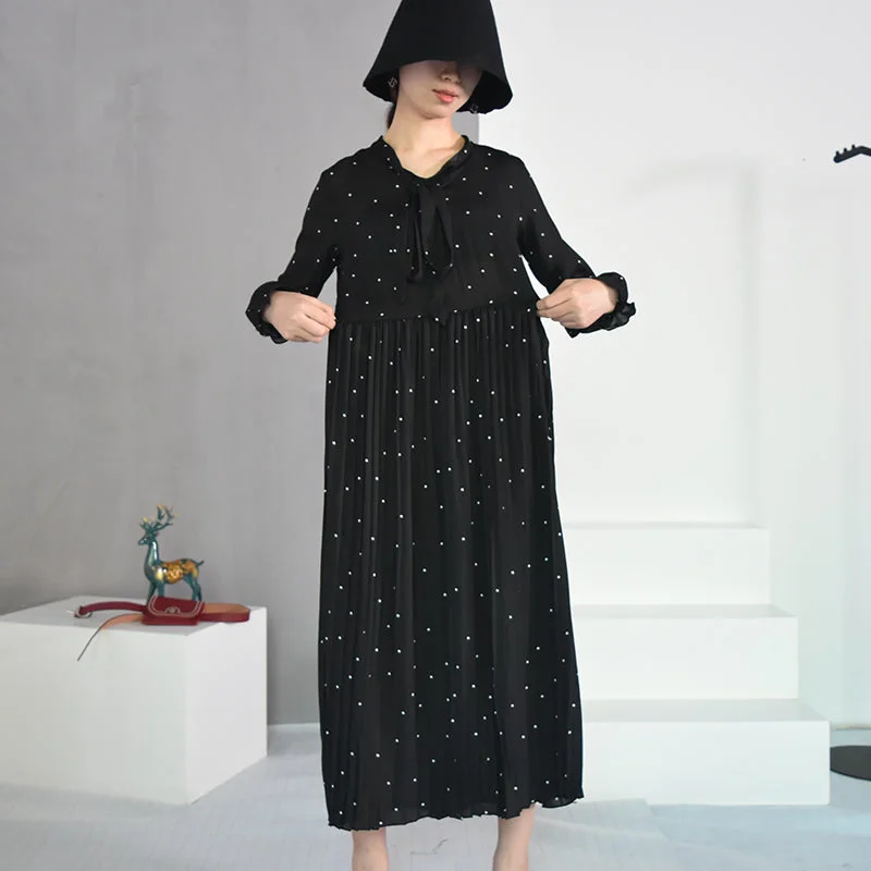 Act Now Women's Chiffon O-Neck Long-Sleeve Dress