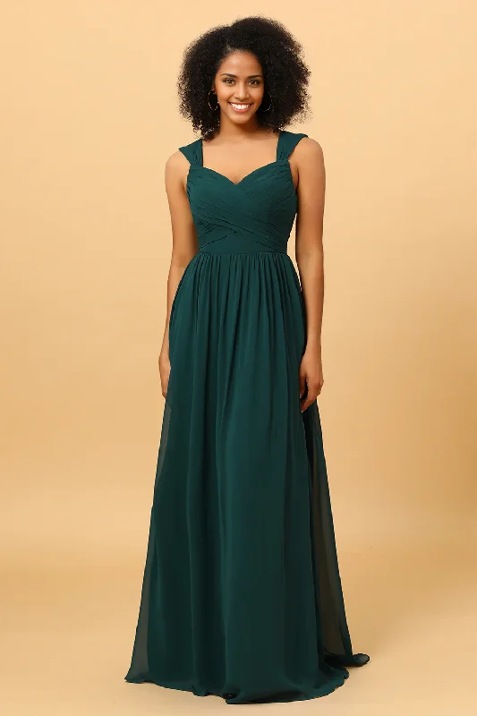 Super Deal Chiffon Green Bridesmaid Dress with Ruffles