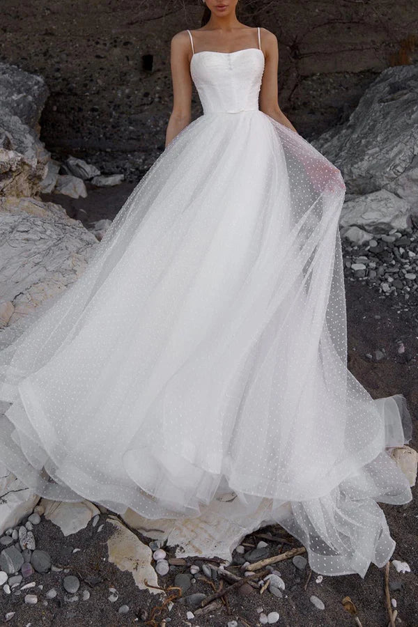 Exclusive Offers A-line shoulder strap auditorium casual wedding dress white minimalist bride dress Exclusive Offers A-line shoulder strap auditorium casual wedding dress white minimalist bride dress