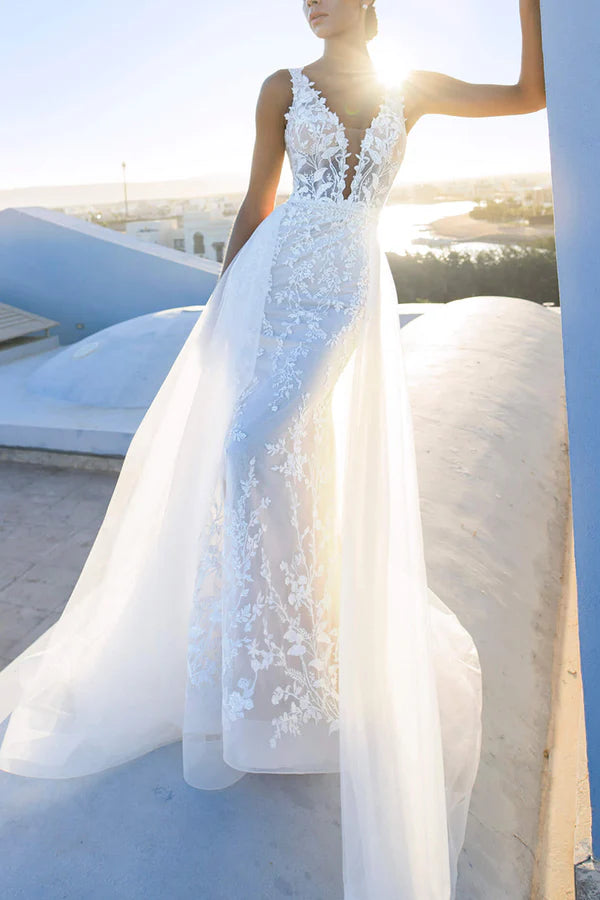 Members Only Charming V-neck lace fishtail wedding dress