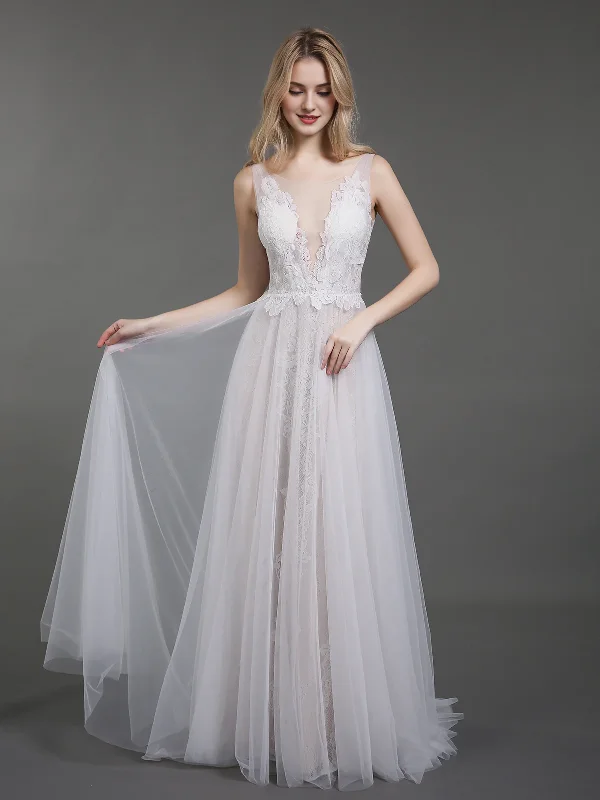 Price Drop Alert Lace chiffon minimalist beach wedding dress