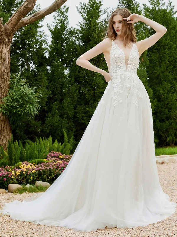Season Finale Sale Tattoo V-neck thin shoulder strap wedding dress