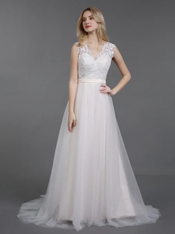 Steals and Deals V-neck lace chiffon beach wedding dress