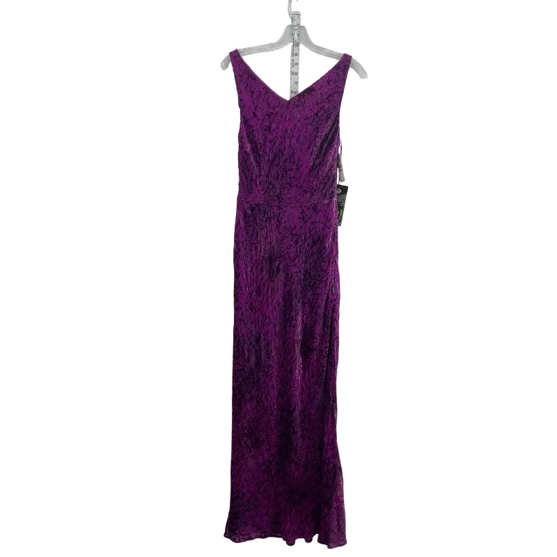 Can't Miss NWT 2Oh Threads Women's Velvet Burnout Maxi Purple Silk Blouson Dress, S