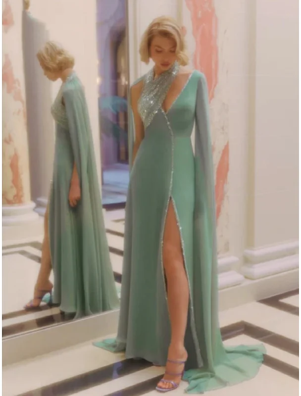 Factory Direct Sale A-Line Evening Gown Elegant Dress Formal Court Train Sleeveless V Neck Sequined with Glitter Pleats Slit Factory Direct Sale A-Line Evening Gown Elegant Dress Formal Court Train Sleeveless V Neck Sequined with Glitter Pleats Slit