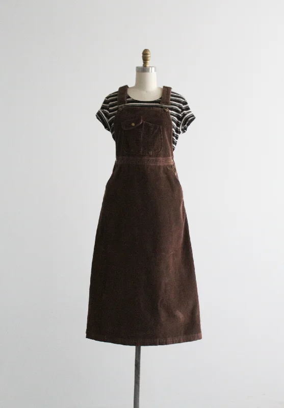 Big Discounts espresso corduroy overall dress
