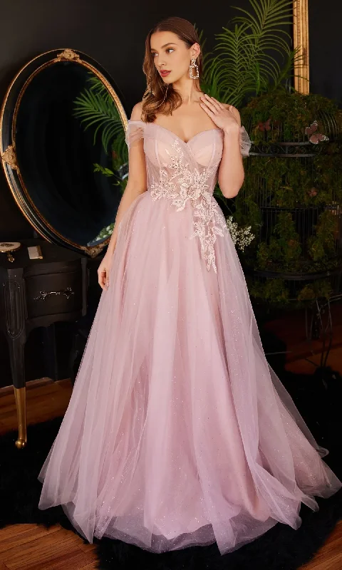 Take Advantage Light pink A-line shoulder strap and floor length Prom dress