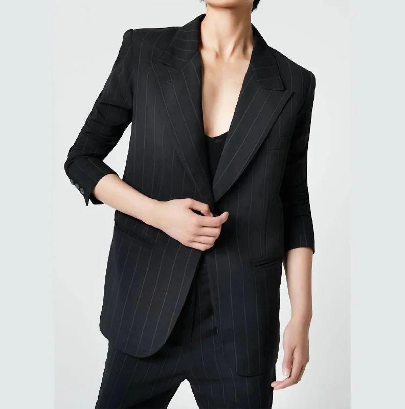 Quick Sale 90's Blazer In Black Pinstripe
